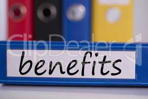 Benefits on blue business binder