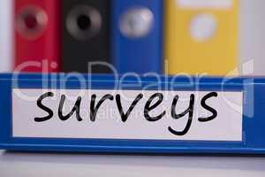 Surveys on blue business binder