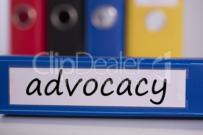 Advocacy on blue business binder