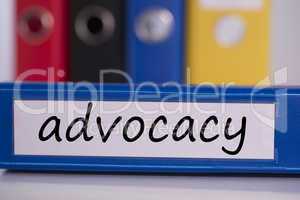 Advocacy on blue business binder