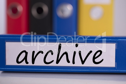 Archive on blue business binder