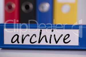 Archive on blue business binder