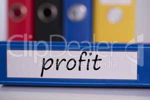 Profit on blue business binder