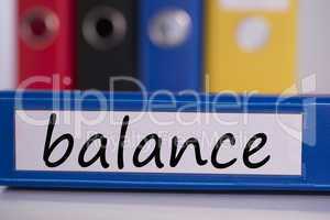 Balance on blue business binder