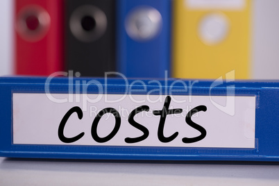 Costs on blue business binder