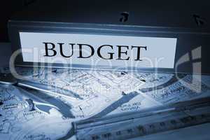 Budget on blue business binder