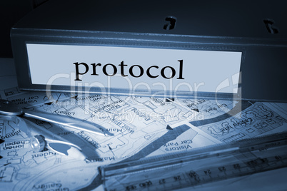 Protocol on blue business binder