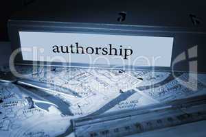 Authorship on blue business binder