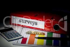 Surveys on red business binder