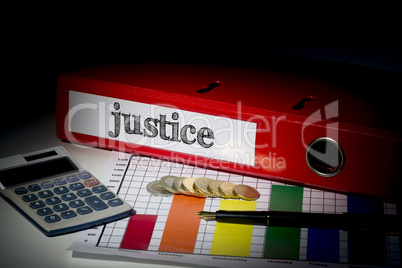 Justice on red business binder