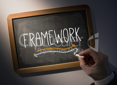 Hand writing Framework on chalkboard