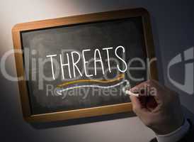 Hand writing Threats on chalkboard