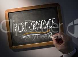 Hand writing Performance on chalkboard