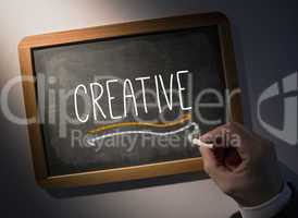 Hand writing Creative on chalkboard