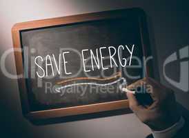Hand writing Save energy on chalkboard