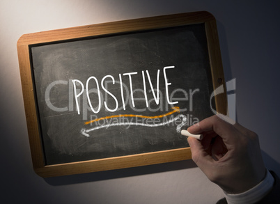 Hand writing Positive on chalkboard