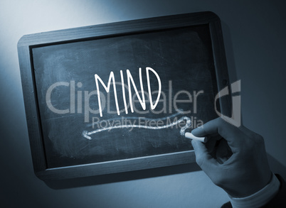 Hand writing Mind on chalkboard