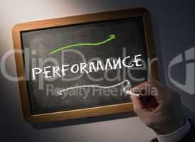 Hand writing Performance on chalkboard