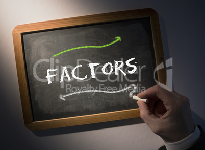 Hand writing Factors on chalkboard