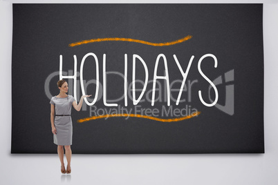 Businesswoman presenting the word holidays