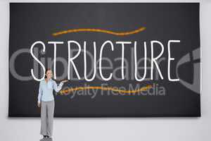 Businesswoman presenting the word structure