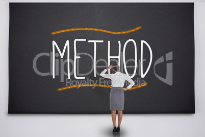 Businesswoman considering the word method