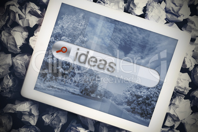 Ideas in search bar on tablet screen