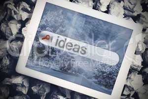 Ideas in search bar on tablet screen