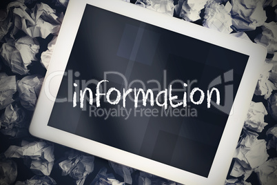 Information against tablet pc with blue screen Information against tablet pc with blue screen