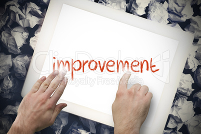 Hand touching improvement on search bar on tablet screen Hand touching improvement on search bar on tablet screen
