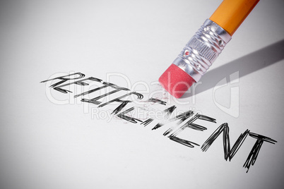 Pencil erasing the word retirement