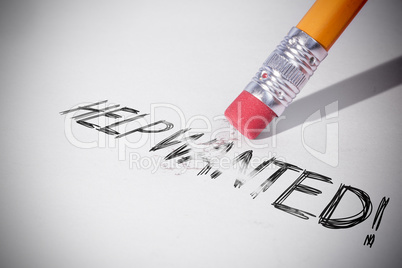 Pencil erasing the word Help wanted!