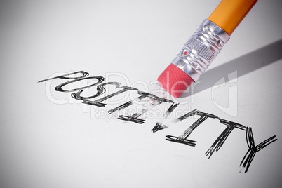Pencil erasing the word Positivity