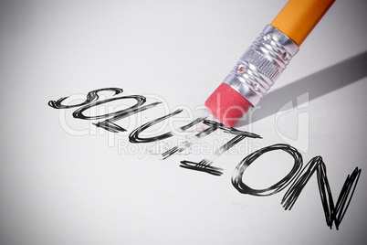 Pencil erasing the word Solution Pencil erasing the word Solution