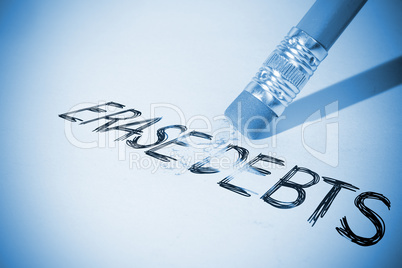 Pencil erasing the word Erase debts
