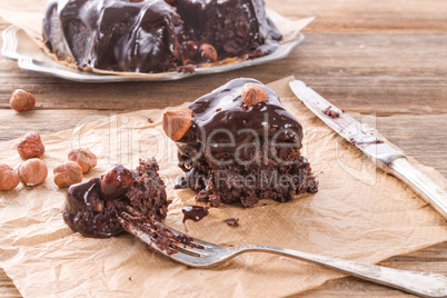 chocolate walnut cake with cherries