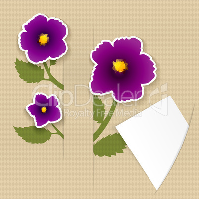 greeting paper card with flower and ribbon for text second