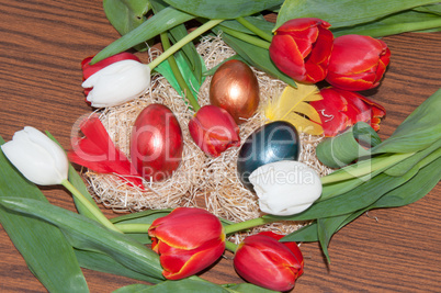 Easter egg and Tulips. Easter egg and Tulips.