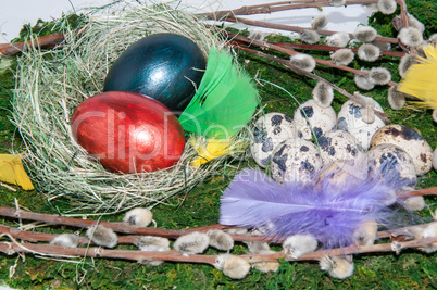 A pussy-Willow sprig and Easter egg
