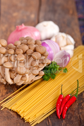 Italian pasta and mushroom sauce ingredients