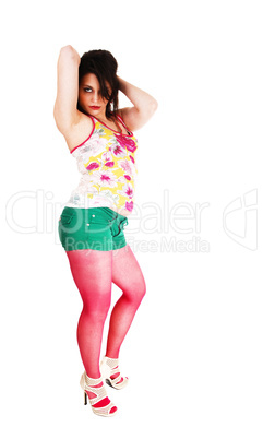 woman in green shirts.