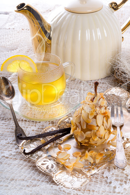 almonds pear and tea