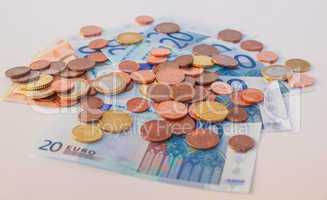 Euros coins and notes