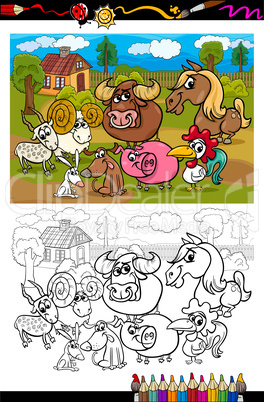 cartoon farm animals for coloring book