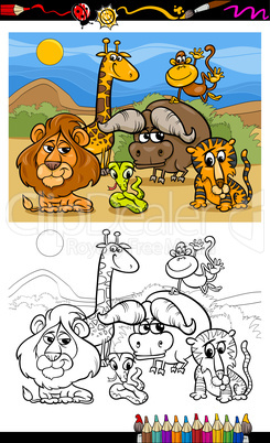 cartoon wild animals coloring page