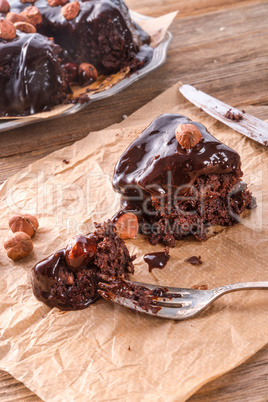 chocolate walnut cake with cherries