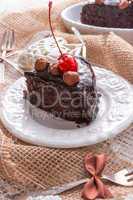chocolate walnut cake with cherries