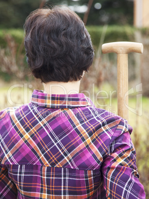 woman with spade