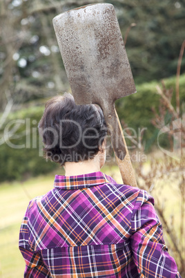 woman with spade