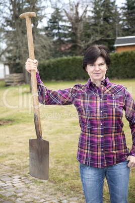 woman with spade